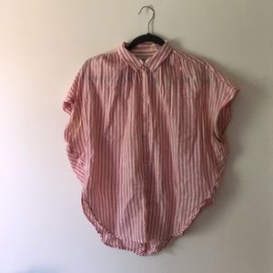 Madewell pink and white striped Courier Shirt